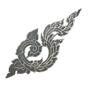 Vintage signed Siam sterling silver & black brooch ornate etched unisex pin